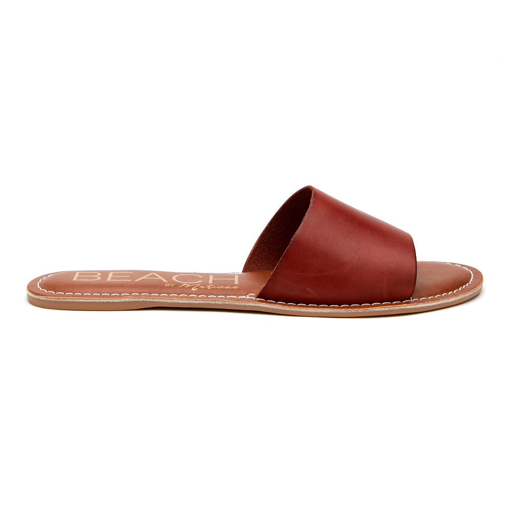 Pursuit flat leather slide sandals cheap