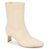 Adler Ankle Boot - Beach by Matisse - Ivory vegan leather ankle boot with a pointed toe, slim mid-heel, and minimalist silhouette.