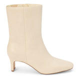 Adler Ankle Boot - Beach by Matisse - Ivory vegan leather ankle boot with a pointed toe, slim mid-heel, and minimalist silhouette.