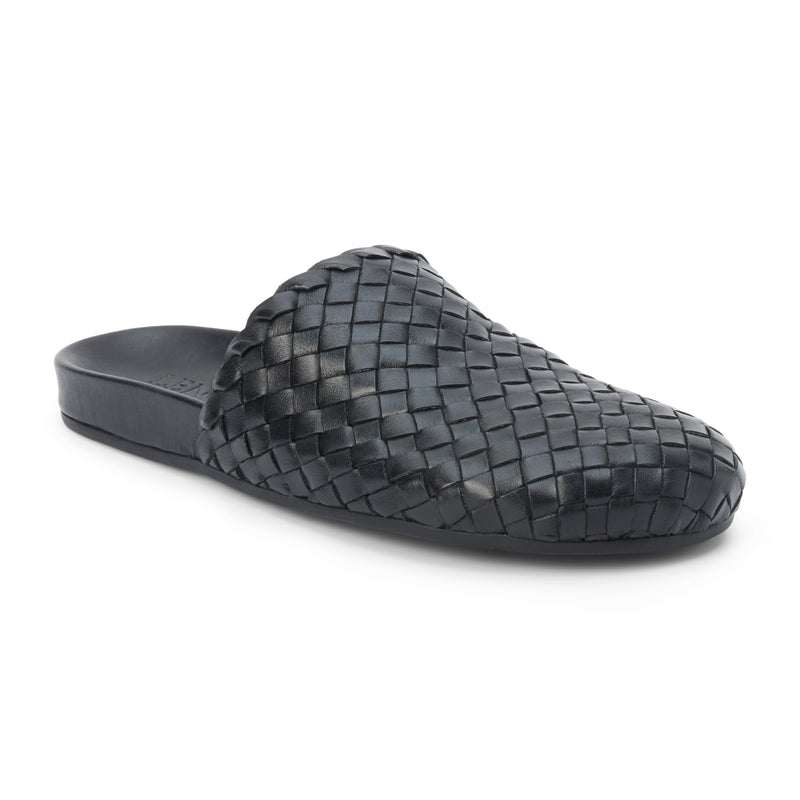 Eileen Woven Mule – Lenore by Matisse – black woven leather backless mule with padded footbed.