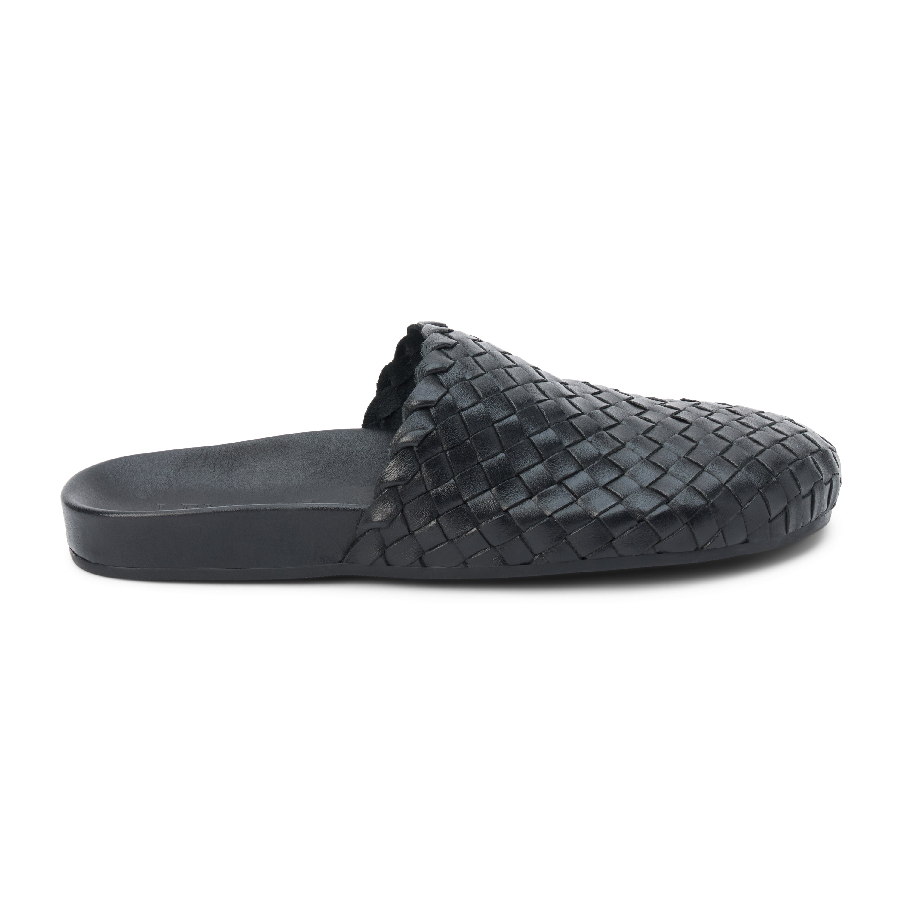 Eileen Woven Mule – Lenore by Matisse – black woven leather backless mule with padded footbed.
