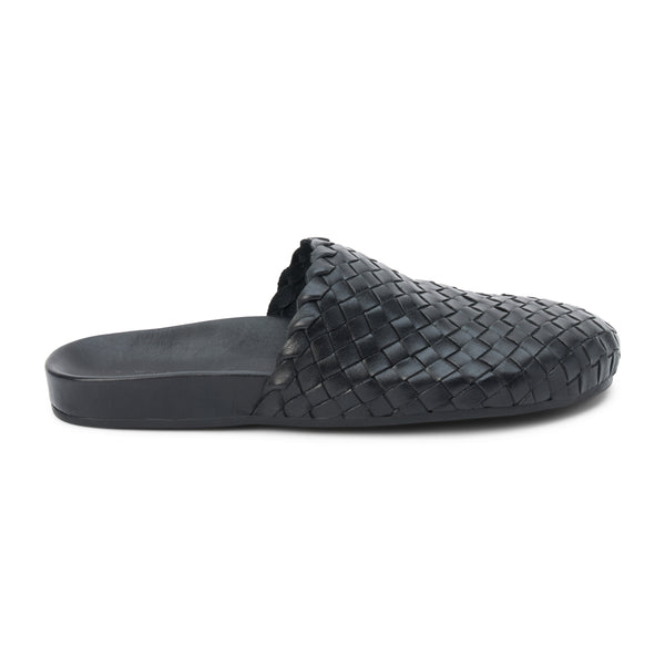 Eileen Woven Mule – Lenore by Matisse – black woven leather backless mule with padded footbed.