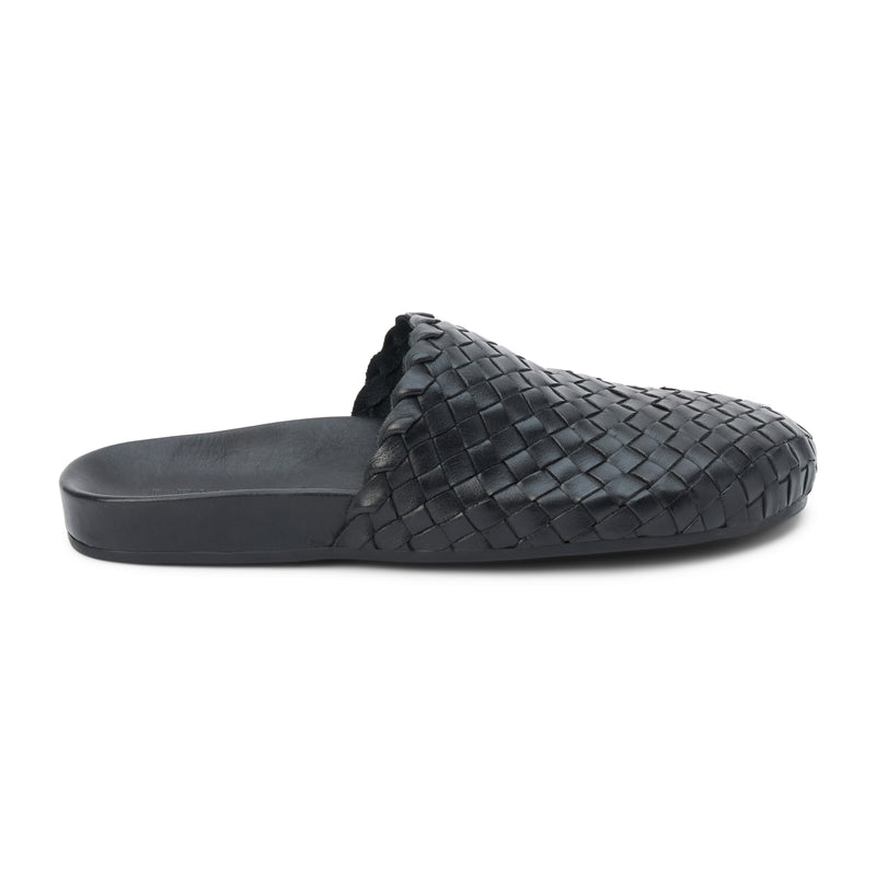 Eileen Woven Mule – Lenore by Matisse – black woven leather backless mule with padded footbed.