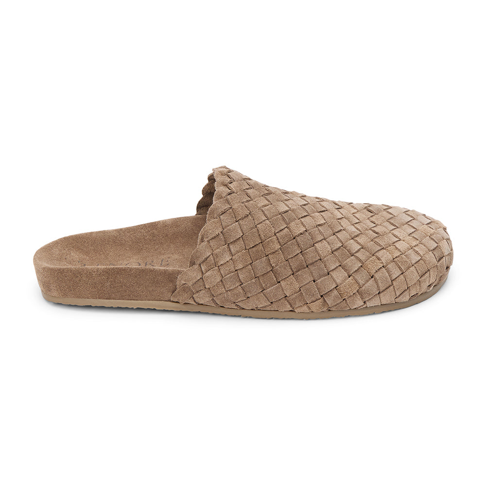 Eileen Woven Mule - Lenore by Matisse - Taupe suede woven mule with a soft texture and cushioned footbed. A cozy yet refined silhouette, perfect for effortless everyday wear.