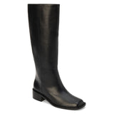 Franklin Knee-High Boot – Matisse Footwear – Smooth black leather knee-high boot with square toe and low stacked heel.