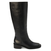 Franklin Knee-High Boot – Matisse Footwear – Smooth black leather knee-high boot with square toe and low stacked heel.
