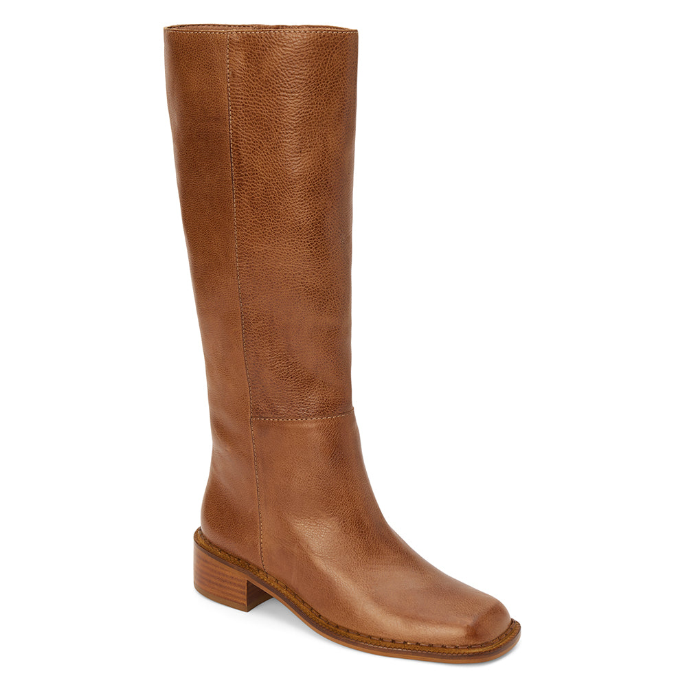 Franklin Knee-High Boot – Matisse Footwear – Rich cognac leather knee-high boot with square toe and low stacked heel.