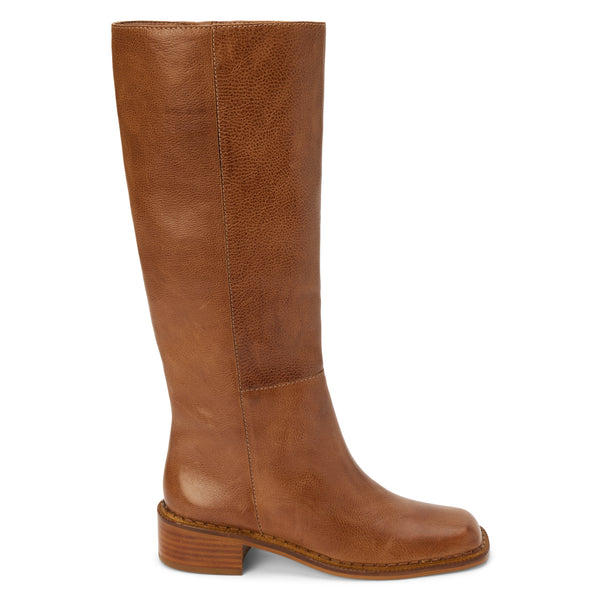 Franklin Knee-High Boot – Matisse Footwear – Rich cognac leather knee-high boot with square toe and low stacked heel.