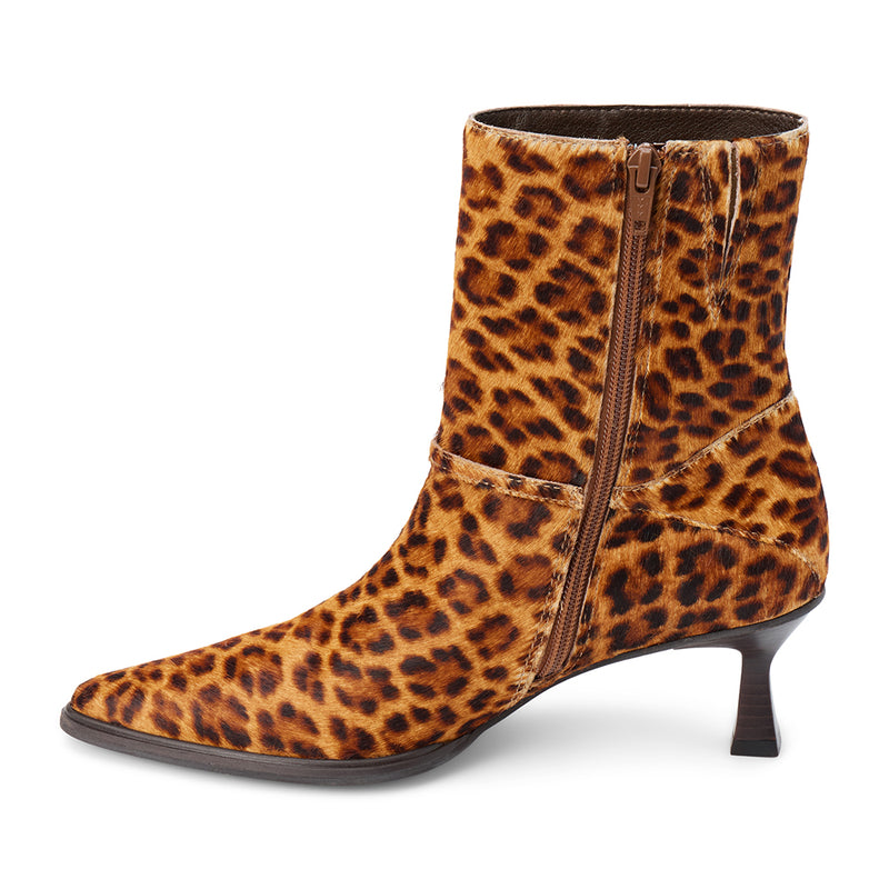 Ilana Ankle Boot - Matisse Footwear - Leopard print pointed-toe ankle boot with kitten heel and slim strap detail.