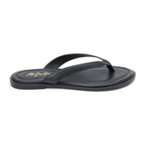 Leo Flip Flop Sandal – Matisse Footwear – Black leather flip flop sandals with cushioned footbed, wide thong strap, and sleek black sole. A laid-back yet refined essential for casual summer comfort.