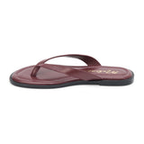 Leo Flip Flop Sandal – Matisse Footwear – Burgundy leather flip flop sandals with cushioned footbed, wide thong strap, and sleek black sole. A laid-back yet refined essential for casual summer comfort.