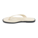 Leo Flip Flop Sandal – Matisse Footwear – Ivory leather flip flop sandals with cushioned footbed, wide thong strap, and sleek black sole. A laid-back yet refined essential for casual summer comfort.
