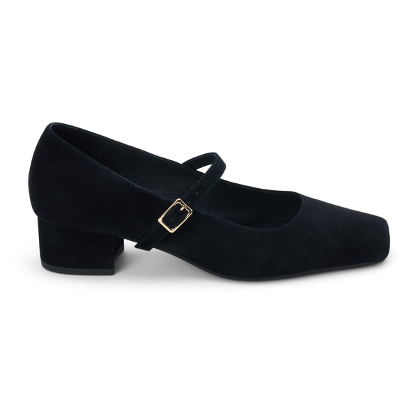 Mirabelle Mary Jane Heel - Matisse Footwear - Black suede Mary Jane heel with square toe and adjustable strap.