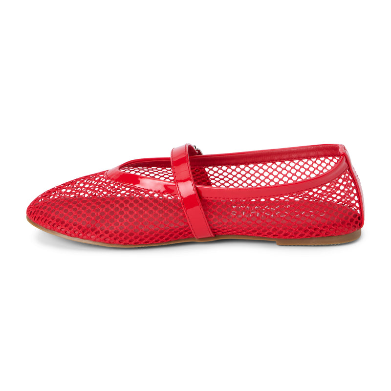 Nolita Ballet Flat – Coconuts By Matisse – Red mesh ballet flats with a glossy faux leather trim, pointed toe, and adjustable Mary Jane strap. A sleek and modern interpretation of a classic staple.