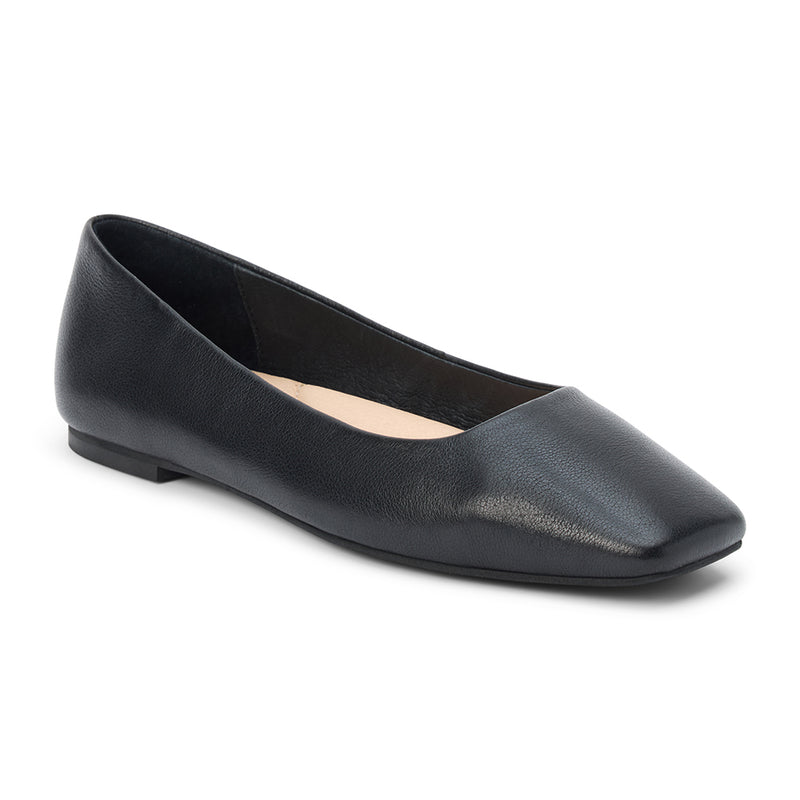 Phillip Ballet Flat – Matisse – Black leather ballet flat with square toe and minimalist design.