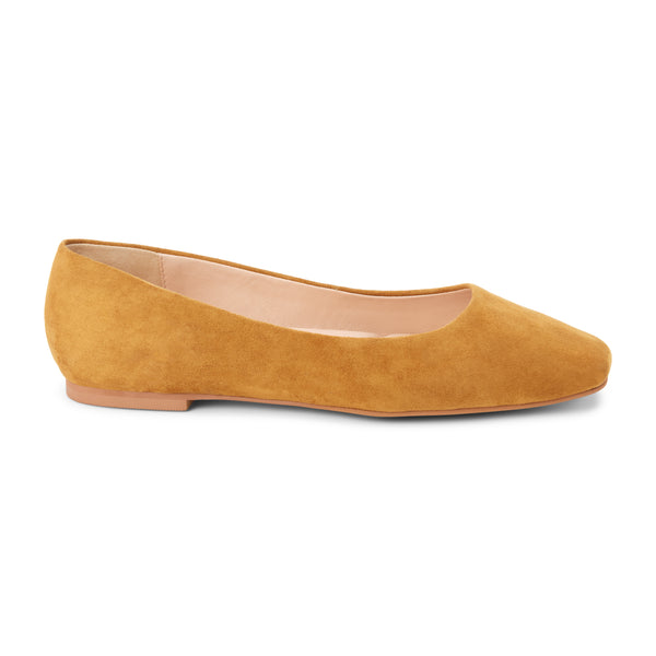Phillip Ballet Flat – Matisse – Chestnut brown suede ballet flat with square toe and minimalist design.