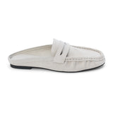 Porta Penny Loafer Mule – Matisse Footwear – Light grey slip-on loafer with classic penny strap and moc toe stitching.
