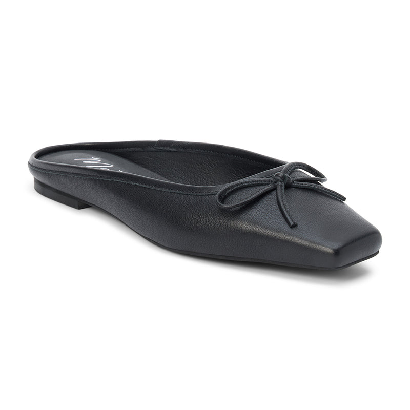 Remy Ballet Mule – Matisse – Black leather flat mule with square toe and bow detail.