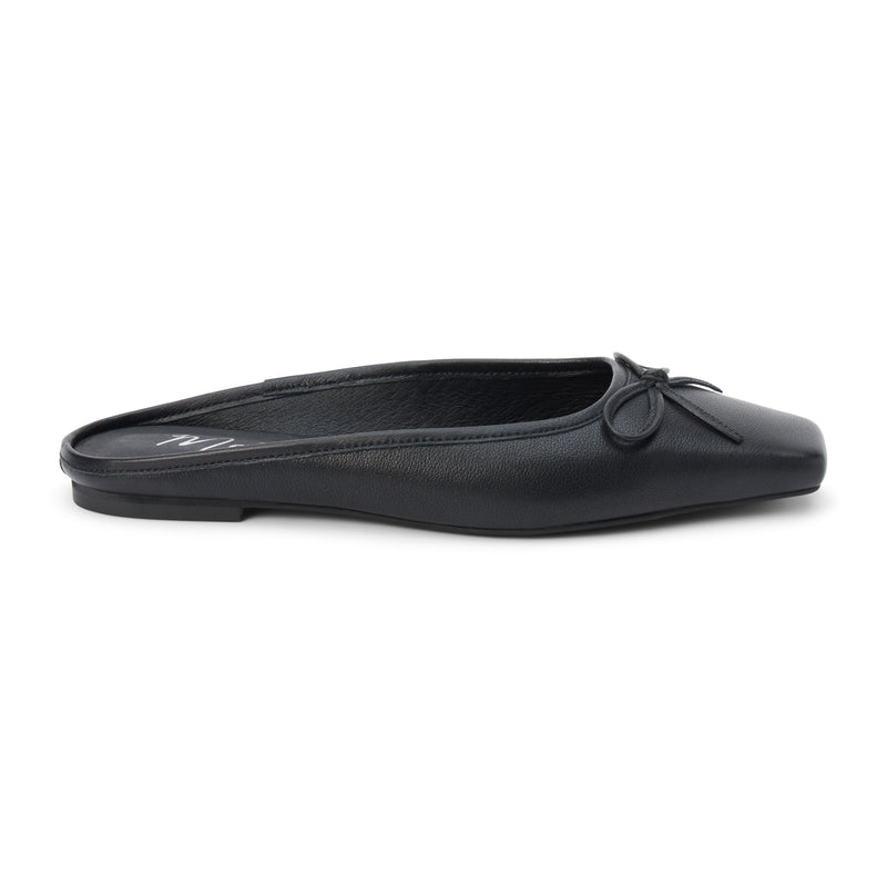 Remy Ballet Mule – Matisse – Black leather flat mule with square toe and bow detail.
