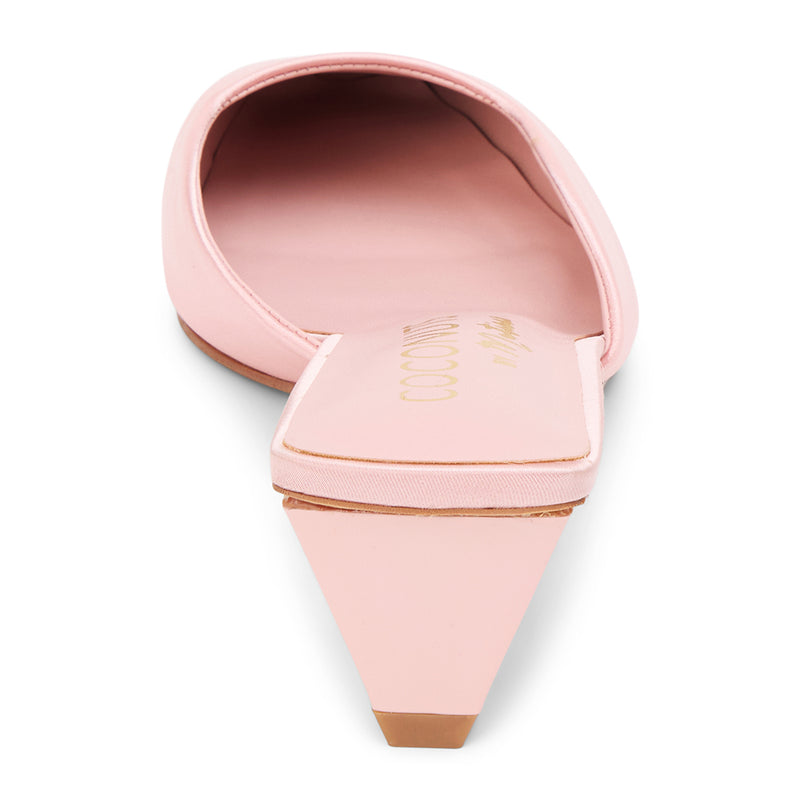 Tegan Heeled Mule - Matisse Footwear - Light pink satin mule heels with a pointed toe and sleek slip-on design. A sophisticated staple for effortless elegance and modern styling.