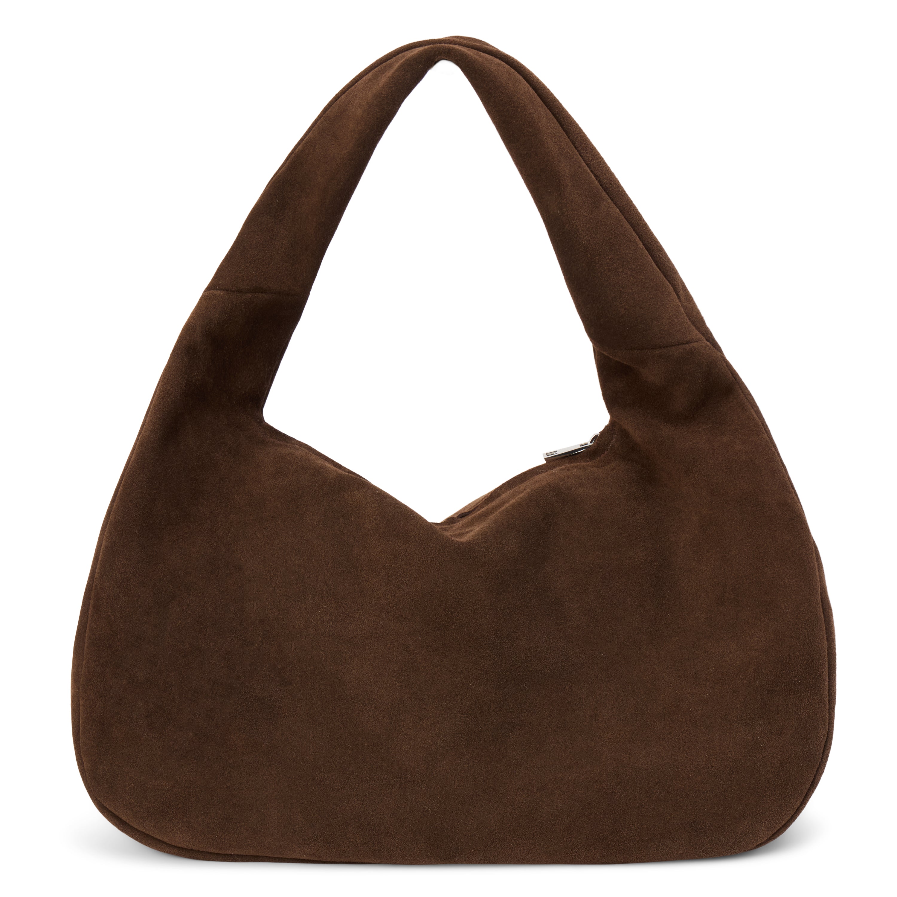 Toronto Shoulder Bag – Matisse – Slouchy dark brown suede shoulder bag with wide strap and curved silhouette.