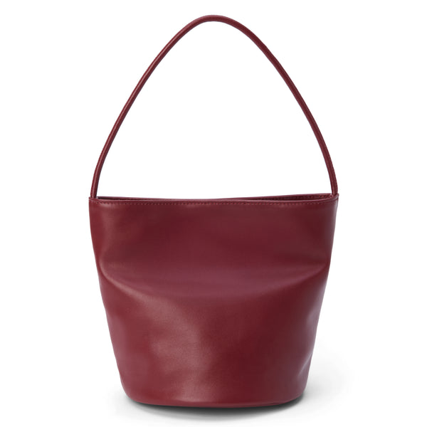 Vancouver Bucket Bag - Matisse Footwear - Minimalist bucket bag in smooth, wine red leather with a seamless silhouette and a single shoulder strap. A versatile and unstructured carryall with effortless, elevated appeal.