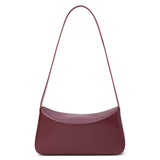 Dark red leather shoulder bag with a structured silhouette and slim strap, shown on a white background.
