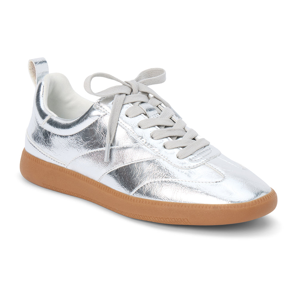 Wylder Vegan Low-Top Sneaker – Coconuts by Matisse – Metallic silver faux-leather sneaker with tonal stitching and gum sole.