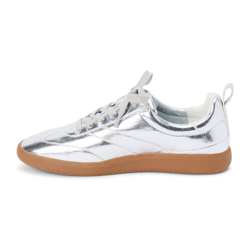 Wylder Vegan Low-Top Sneaker – Coconuts by Matisse – Metallic silver faux-leather sneaker with tonal stitching and gum sole.