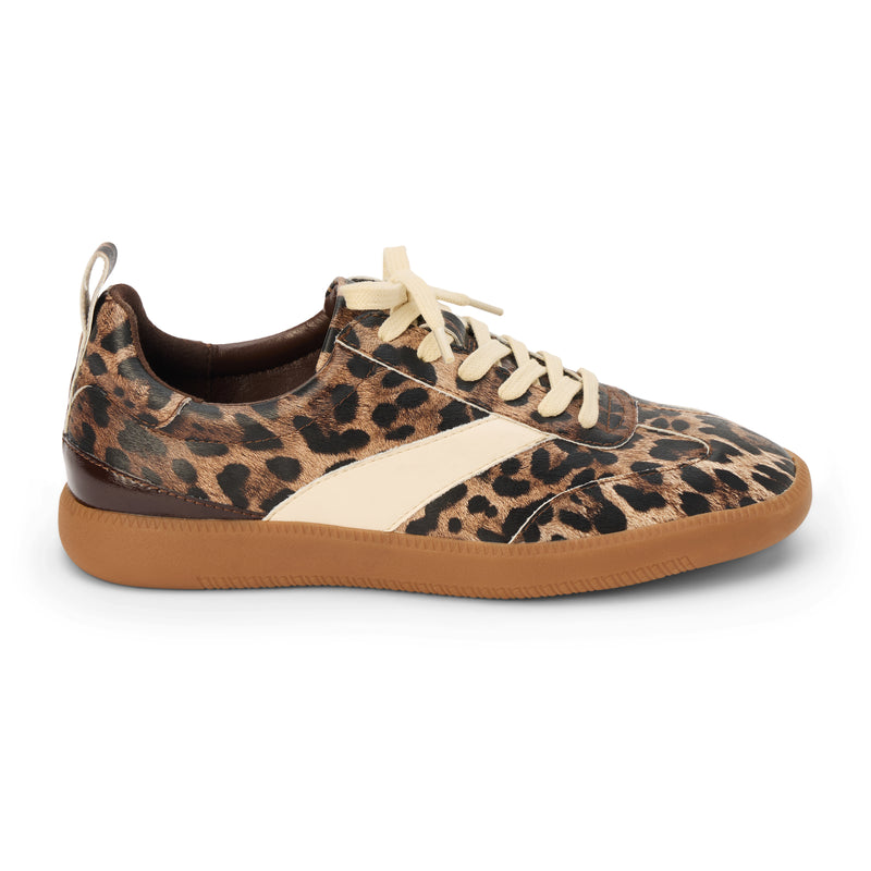 Wylder Vegan Low-Top Sneaker – Coconuts by Matisse – Leopard-print faux leather sneaker with cream stripe and gum sole.