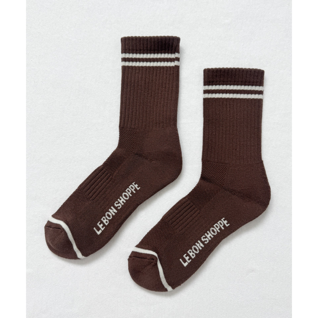 Le Bon Shoppe Boyfriend Socks - Matisse - Classic ribbed crew socks with contrast stripes and cushioned sole
