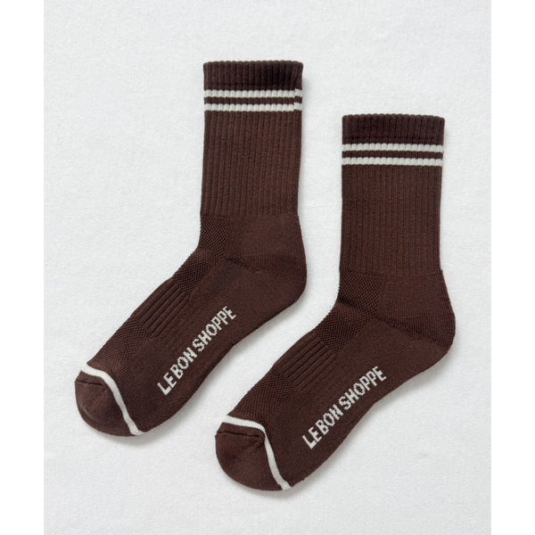 Le Bon Shoppe Boyfriend Socks - Matisse - Classic ribbed crew socks with contrast stripes and cushioned sole