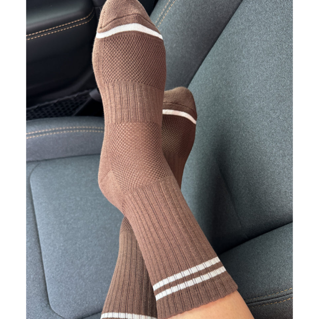 Le Bon Shoppe Boyfriend Socks - Matisse - Classic ribbed crew socks with contrast stripes and cushioned sole