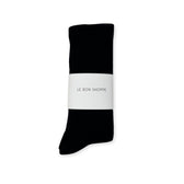 Le Bon Shoppe Camper Socks – Matisse – Cozy black ribbed crew socks with a soft wool blend and classic silhouette