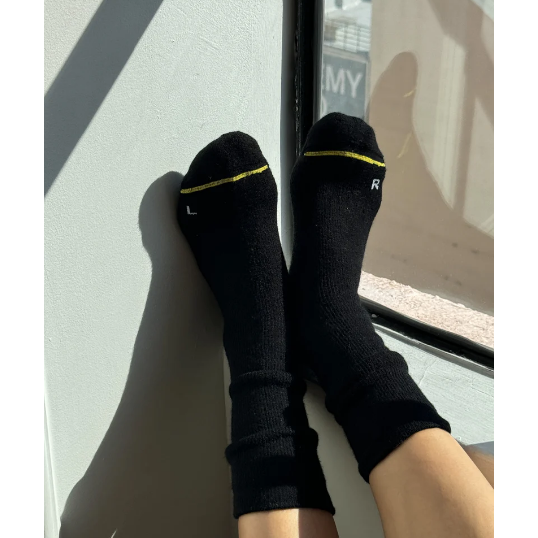 Le Bon Shoppe Camper Socks – Matisse – Cozy black ribbed crew socks with a soft wool blend and classic silhouette