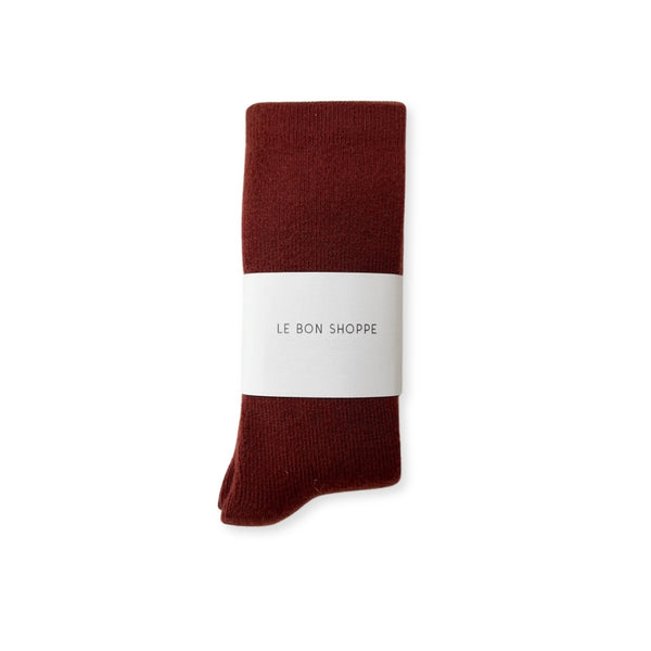 Le Bon Shoppe Camper Socks – Matisse – Cozy red ribbed crew socks with a soft wool blend and classic silhouette