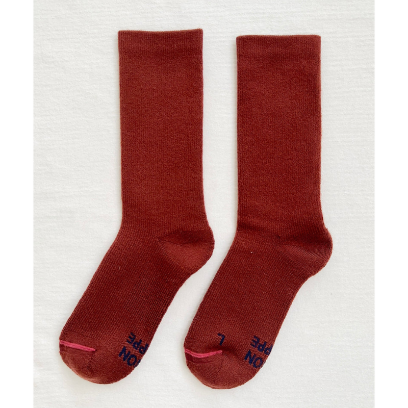 Le Bon Shoppe Camper Socks – Matisse – Cozy red ribbed crew socks with a soft wool blend and classic silhouette
