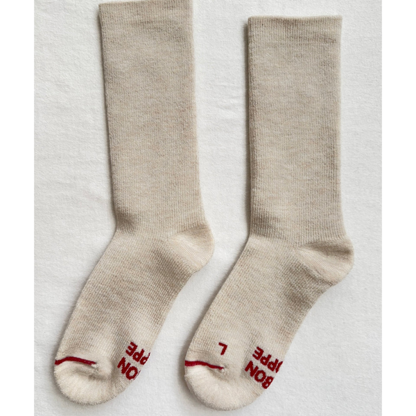 Le Bon Shoppe Camper Socks – Matisse – Cozy cream colored ribbed crew socks with a soft wool blend and classic silhouette
