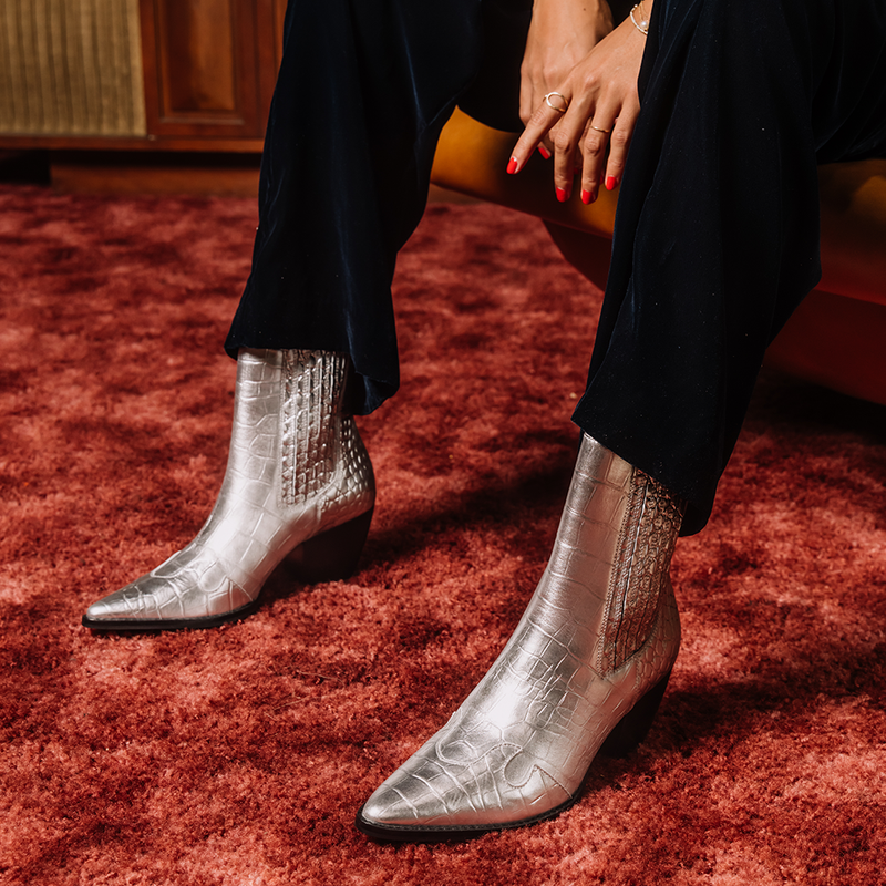 Saint laurent silver sales boots