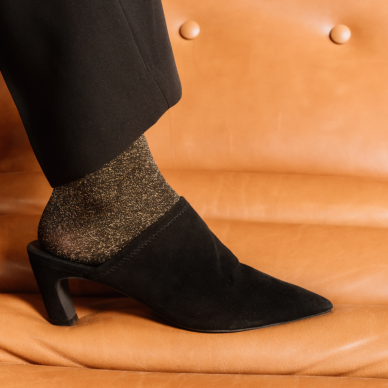 Womens black suede mules sales