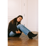 Caty Ankle Boot – Matisse Footwear – Brown suede western-inspired boot with pointed toe and stacked heel.