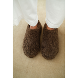 Claude Vegan Lounge Mule - Beach by Matisse - Coffee colored faux shearling slip-on mule with rounded toe and soft textured finish.