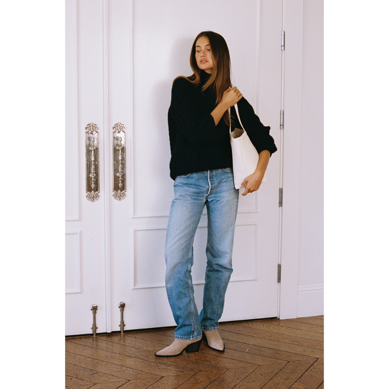 Cleo Ankle Boot – Matisse Footwear – Light taupe suede boot with pointed toe, mid-height shaft, and sculpted western heel.
