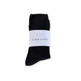 Le Bon Shoppe Crisp Step Socks – Matisse – Sleek black ribbed crew socks with clean lines and versatile everyday silhouette