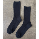 Le Bon Shoppe Crisp Step Socks – Matisse – Sleek black ribbed crew socks with clean lines and versatile everyday silhouette
