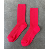 Le Bon Shoppe Crisp Step Socks – Matisse – Sleek red ribbed crew socks with clean lines and versatile everyday silhouette