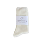 Le Bon Shoppe Crisp Step Socks – Matisse – Sleek white ribbed crew socks with clean lines and versatile everyday silhouette