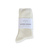 Le Bon Shoppe Crisp Step Socks – Matisse – Sleek white ribbed crew socks with clean lines and versatile everyday silhouette
