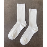 Le Bon Shoppe Crisp Step Socks – Matisse – Sleek white ribbed crew socks with clean lines and versatile everyday silhouette