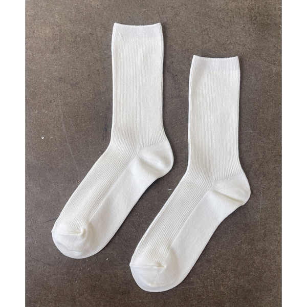 Le Bon Shoppe Crisp Step Socks – Matisse – Sleek white ribbed crew socks with clean lines and versatile everyday silhouette
